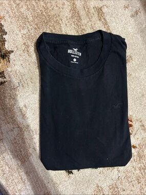 Hollister Black Crewneck Tee with White Logo Print